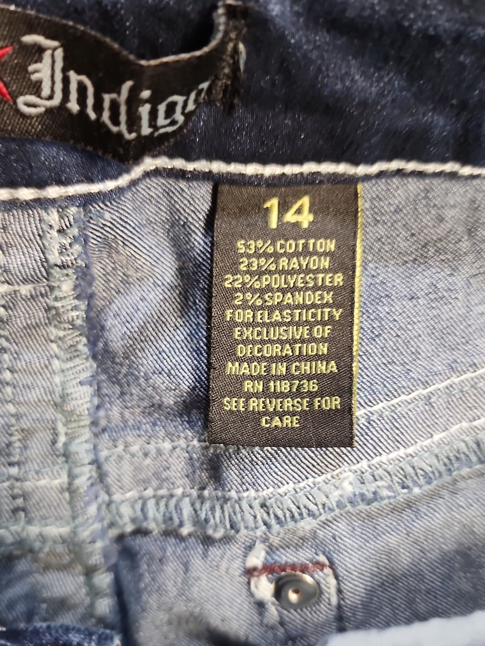 Indigo brands Dark Jeans with Embroidered Cross Pockets 14x32 number 538 - Picture 8 of 8